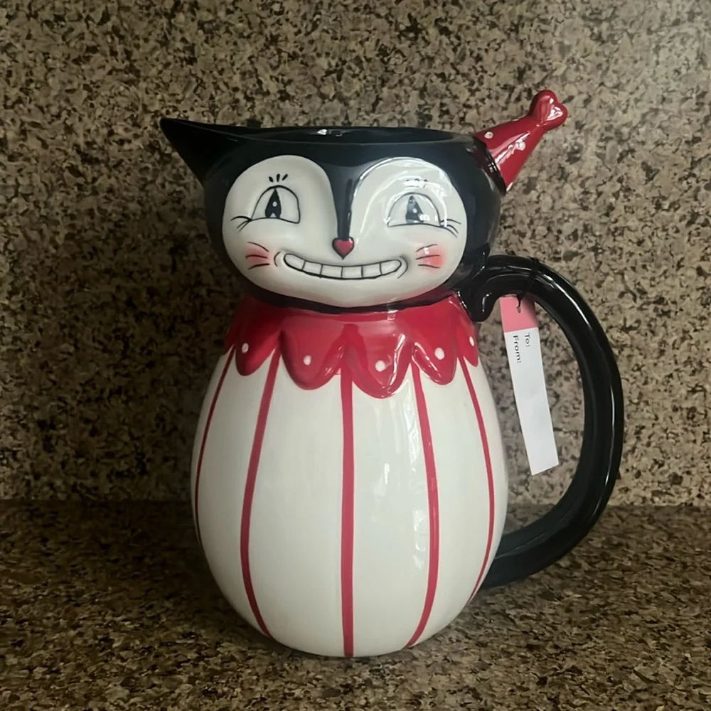 Johanna Parker Valentine’s day Cat Red Pitcher - Picture 1 of 7